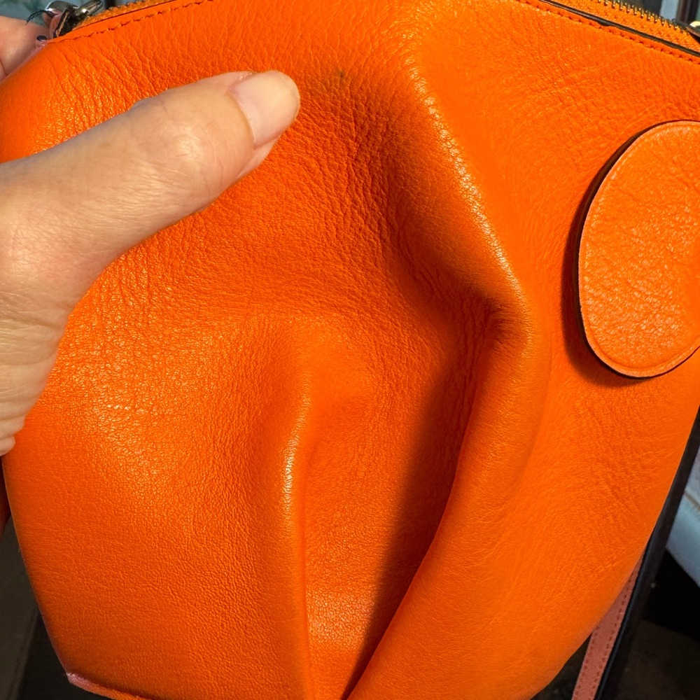 Mini Elephant Calfskin / Leather Crossbody Shoulder Bag in VIVID ORANGE - Picture 9 of 14